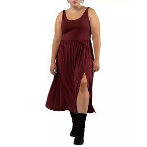 Black Tape Womens Trendy Plus Size 1X Sleeveless Side-Slit Midi Dress Red Rust